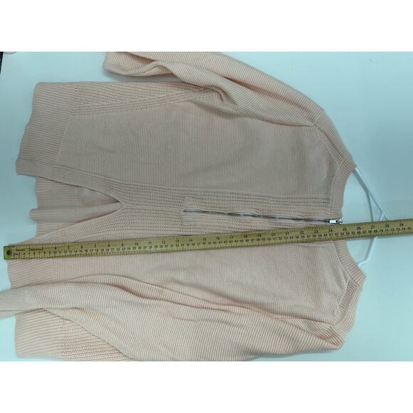 Banana Republic Womens Sweater Size XL Pink Long Sleeve Knit Zip Up Open Back - Picture 10 of 11